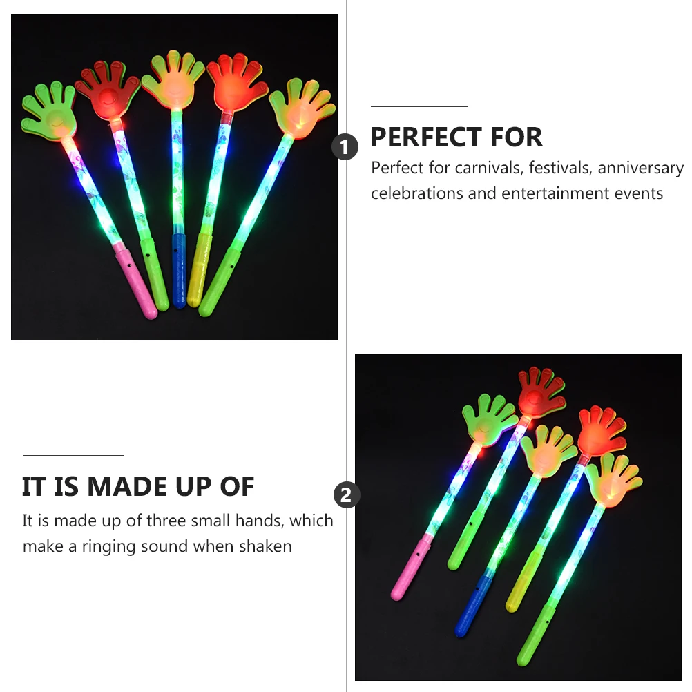 

5pcs Luminous Hand Party Supplies Plastic Palms Kids Plaything Cheering Tools Concert Props For Halloween Birthday