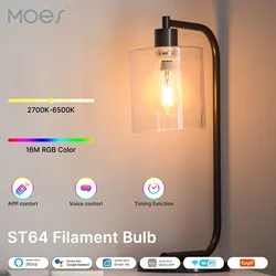 MOES Tuya WiFi Smart ST64 Edison LED Light Bulbs 16 Million RGB Color Changing 2700K-6500K Dimmable Work with Alexa/Google Home