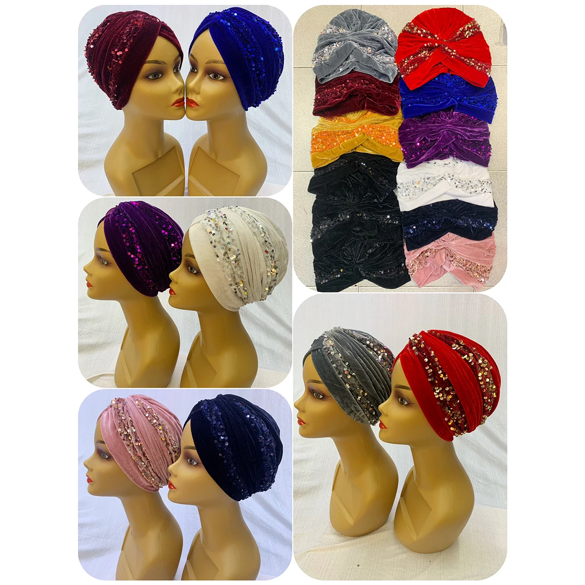 

Accessories Lady Comfortable Worship Hat Twisted Turban Hats Women Cap Beaded For India Hat Scarfs Head Wrap Headband Girl Hair