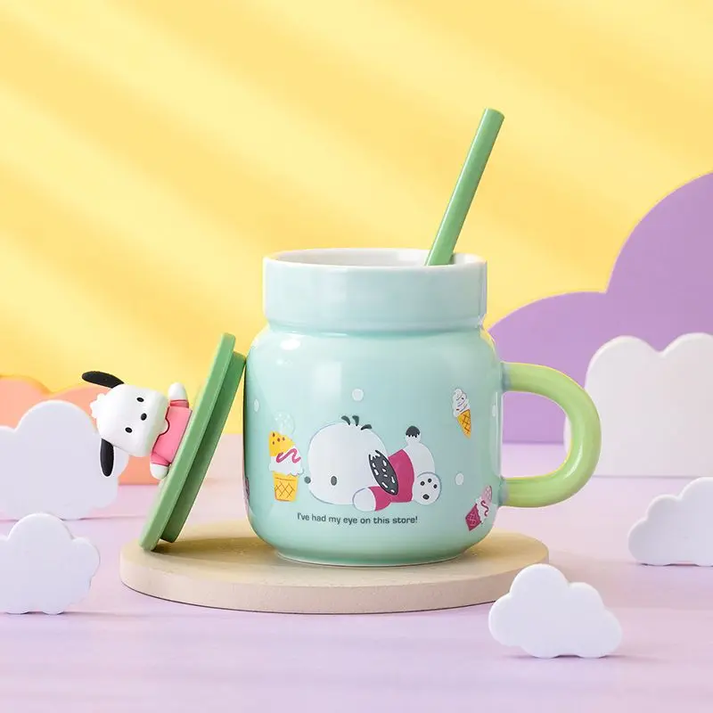 Nieuwe Kawaii Anime Pochacco keramische bedekte stro mok Cartoon Leuke Kantoor Hoge Schoonheid Meisje Hart kinderen Cups Speelgoed voor Geschenken