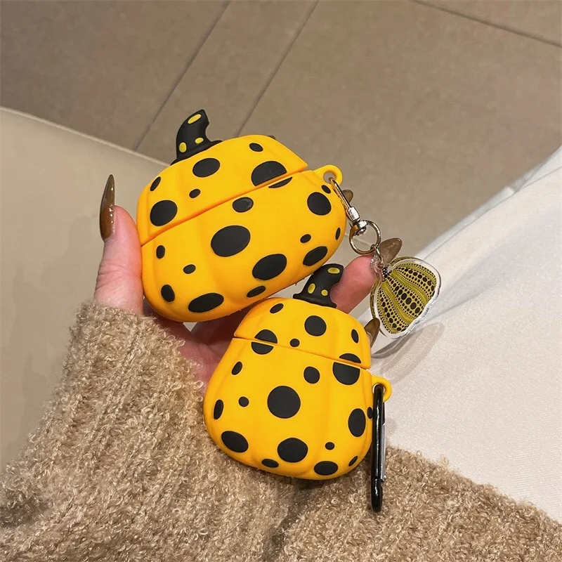 الكرتون رصدت اليقطين تصميم حقيبة سماعة الاذن مع زخرفة معلقة مناسبة ل Airpods برو سماعات الأذن غطاء ل Airpods 1/2/3/4