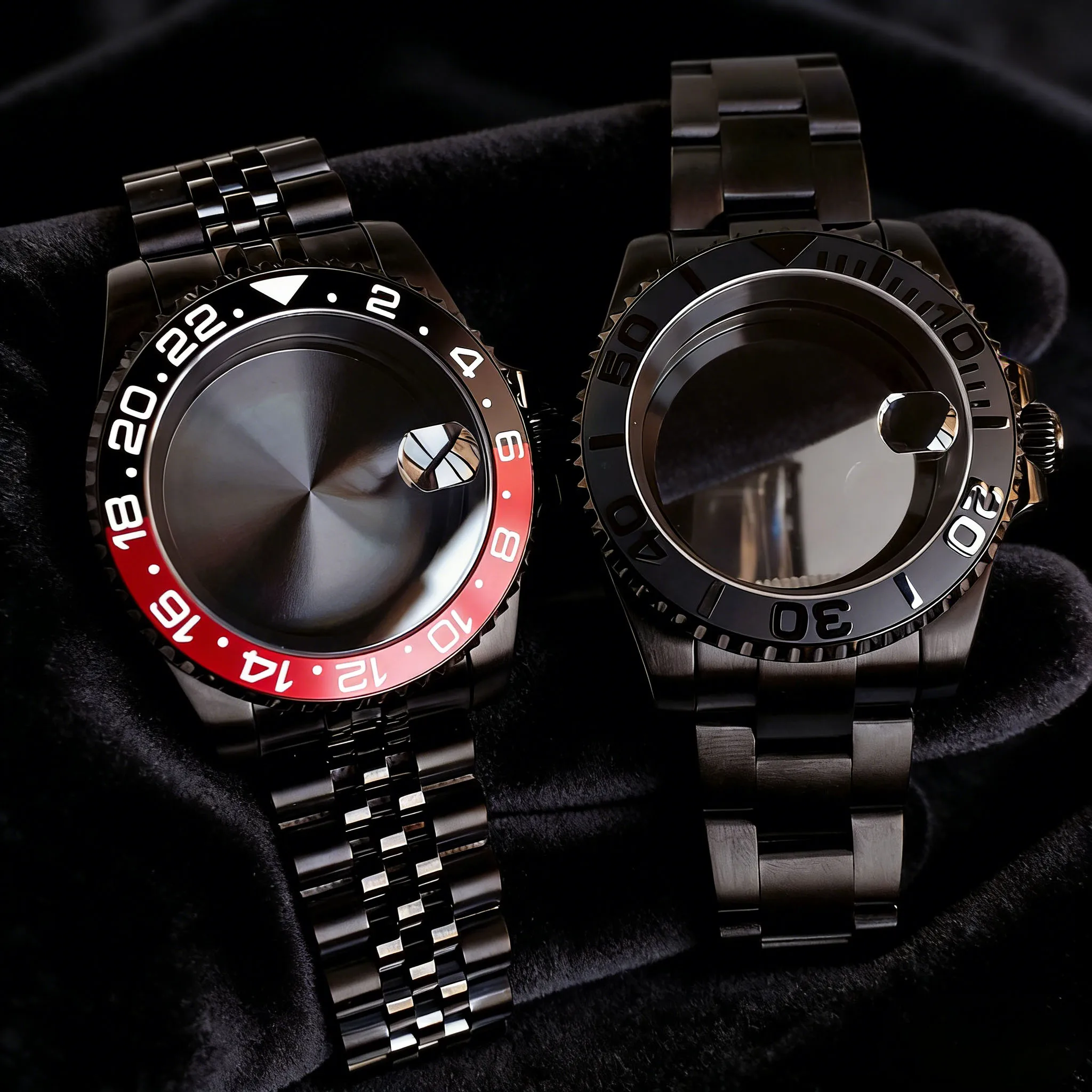 

Винтажный черный корпус часов Tandorio 40 мм, 20ATM, сапфировое стекло, керамический безель, для механизмов NH34, NH35, NH36, ETA2824, PT5000.