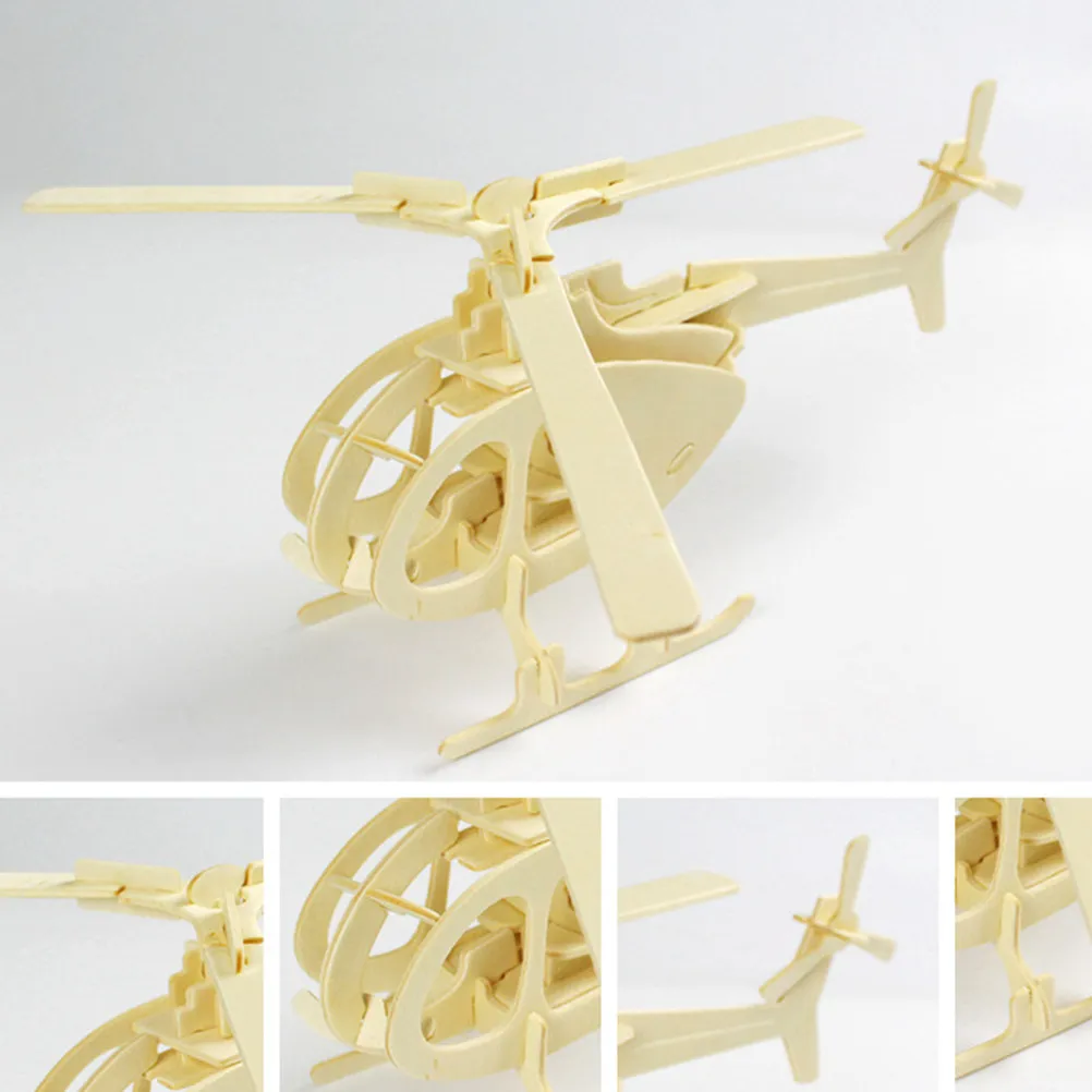 5Pcs 3D Puzzle Wooden Educational Fun for Kids Children Tank Helicopter Armored Vehicle Patrol Boat