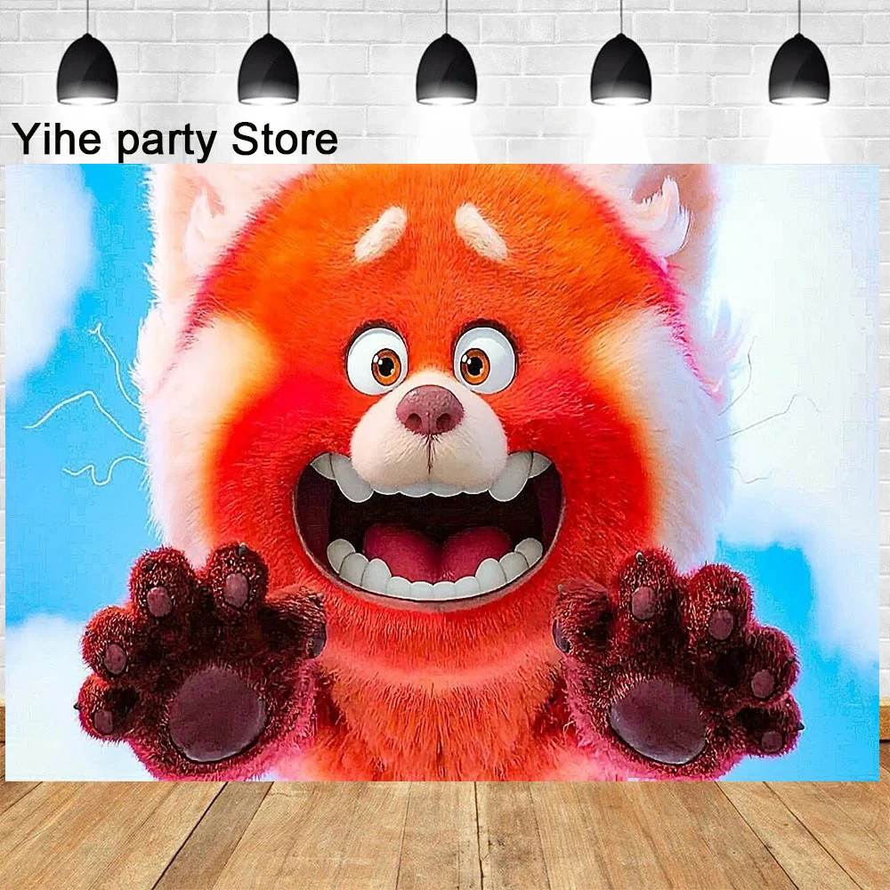 Disney Turning Red Panda Birthday Party Cute Panda Decoration Backdrops Baby Shower Kids Photography Custom Poster Decor Props