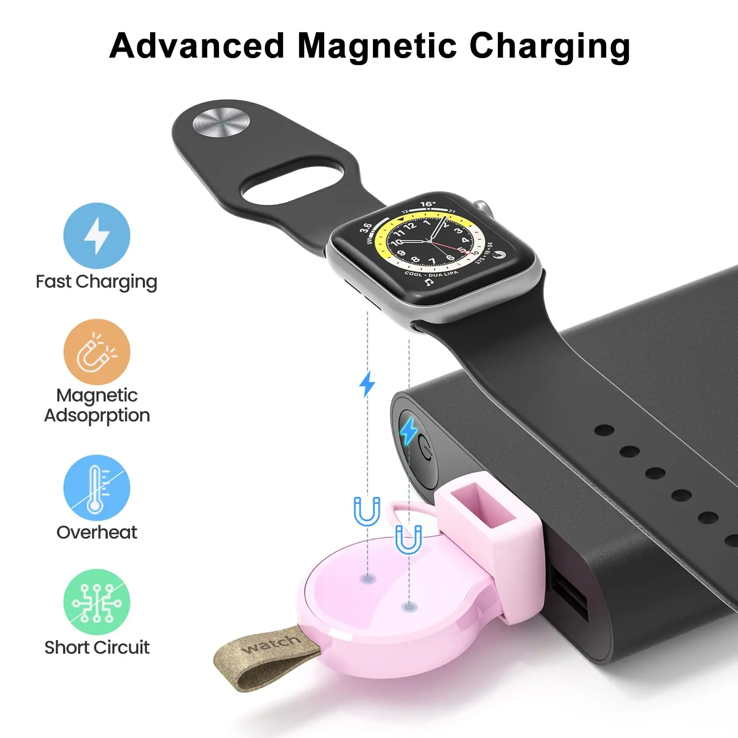 USB Magnetic Portable Charger for Apple Watch 10 9 8 7 6 5 4 3 2 1 SE Ultra 2 Ultra Fast Charging Watch Wireless Charger