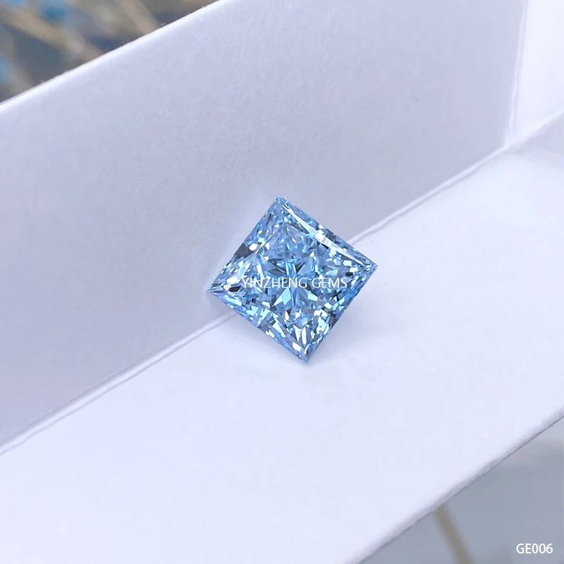 CVD Princess cut Lab grown diamond 3.12ct Fancy Blue VS1 2EX loose gemstone IGI Certificate accept customized