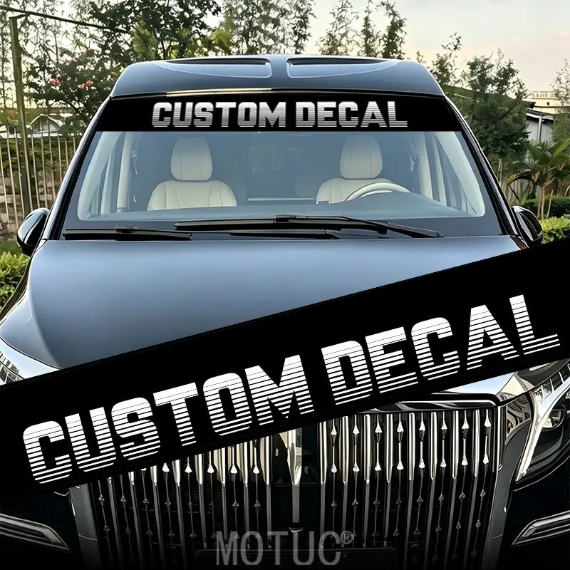 1PC Custom Car Sticker Personalized Windscreen Text Banner Fit Most Vehicles UV Resistant Vinyl Car Front Windshield Decor Decal