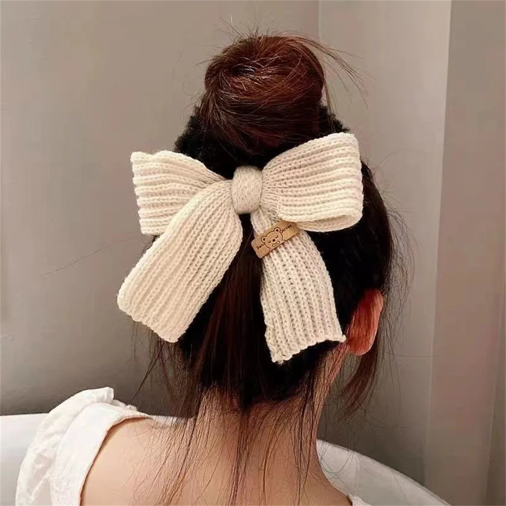 Bow Hairband Soft Plush Winter Elastic Hair Bands Scrunchies Women Girl Cartoon Colorful Hair Ties Headwear Hair Accessories