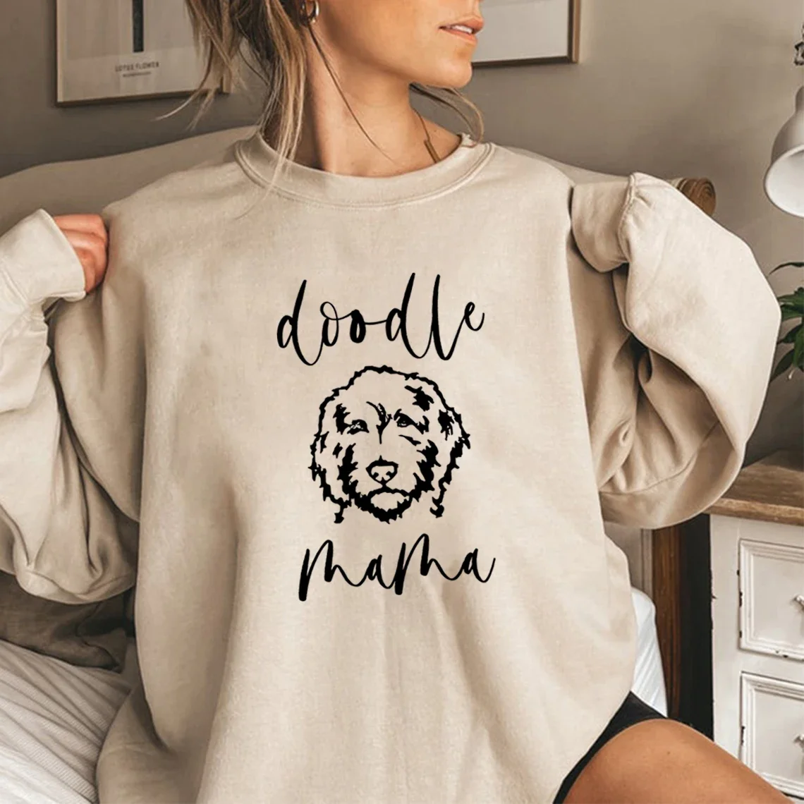 Golden Doodle Mama Sweatshirt Doodle Mom Crewneck Sweatshirts Women Graphic Hoodies Long Sleeve Pullovers Female Cute Tops