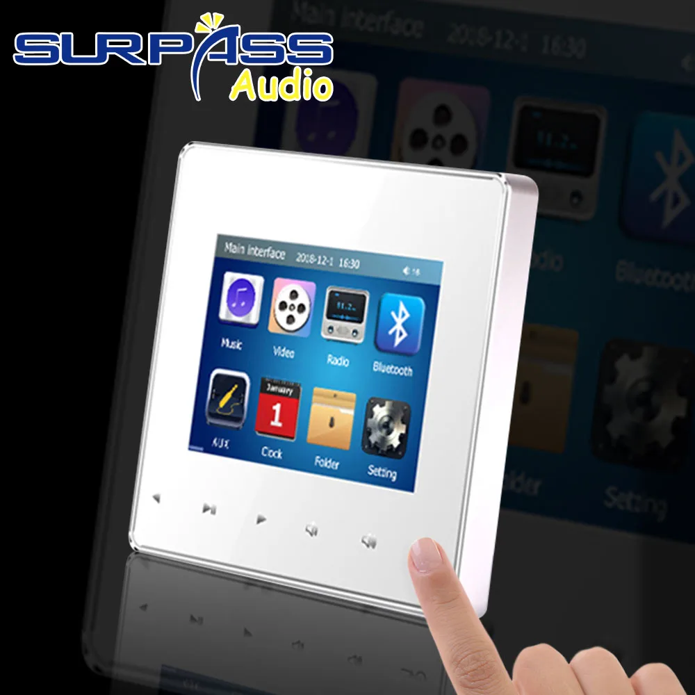 Home Audio Theater Background Music System On-wall Amplifier Ceiling Speaker Horn Mini Screen Bluetooth-compatible AUX FM USB