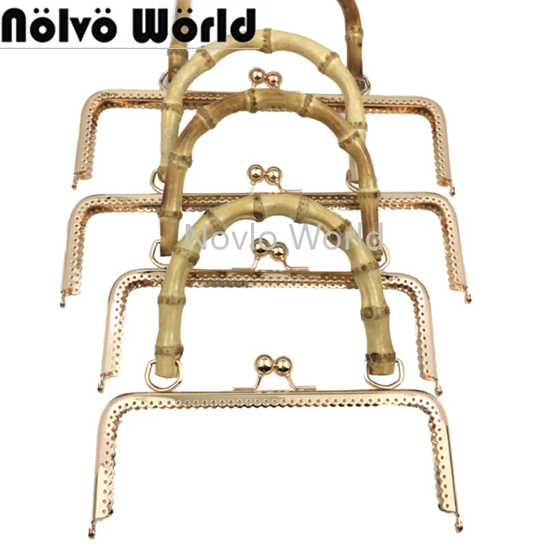 10pcs 20cm 25cm 3 colors M-type bronze retro purse handbag Metal Frame,Wood handle Kiss Metal Frame Clasp Frame