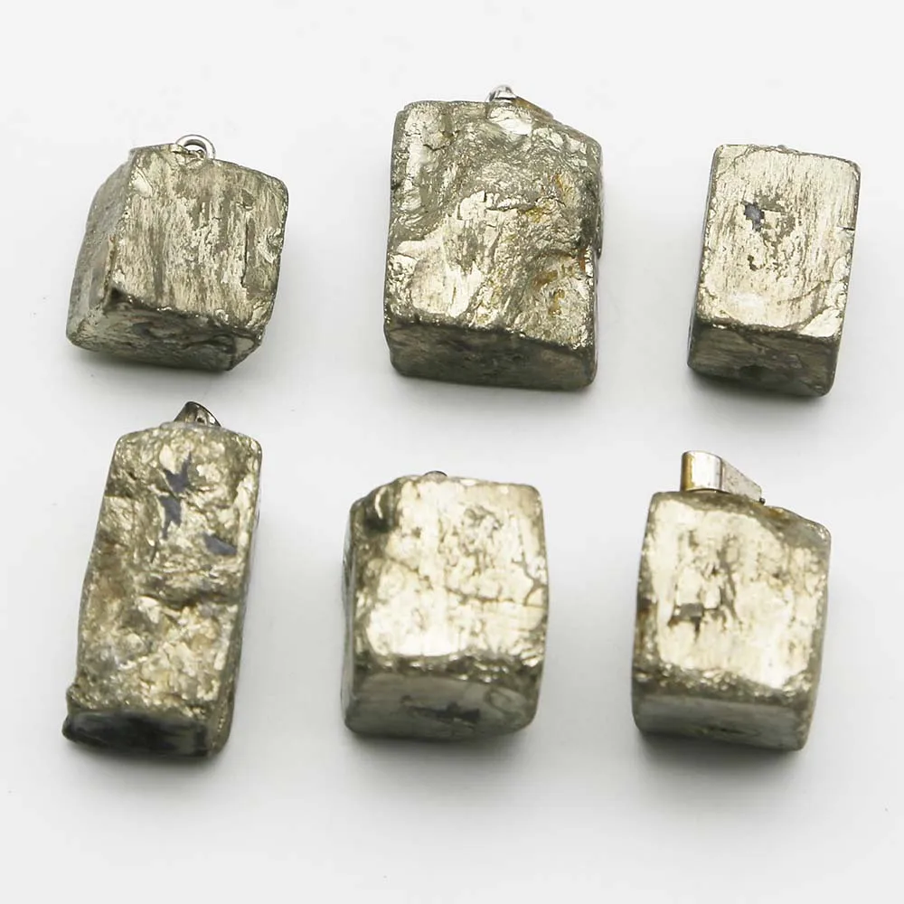 Selling Natural Raw Ore Pyrite Irregular Pendants Mineral Healing Necklace Reiki Charms Jewelry Accessories Gift Wholesale 10Pcs