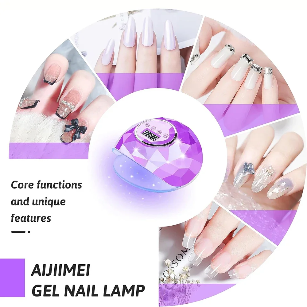 DianaBeauty 86W UV LED Lâmpada para unhas Lâmpada para manicure com 39 LEDs de secagem rápida Lâmpada de secagem para unhas Luz de cura para esmalte em gel