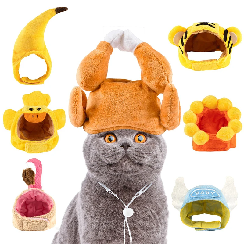 Funny Hat for Cat Cosplay Dress Up Clothes Cute Pet Hat Photo Prop Universal Cat Cap for Halloween Christmas Street Party