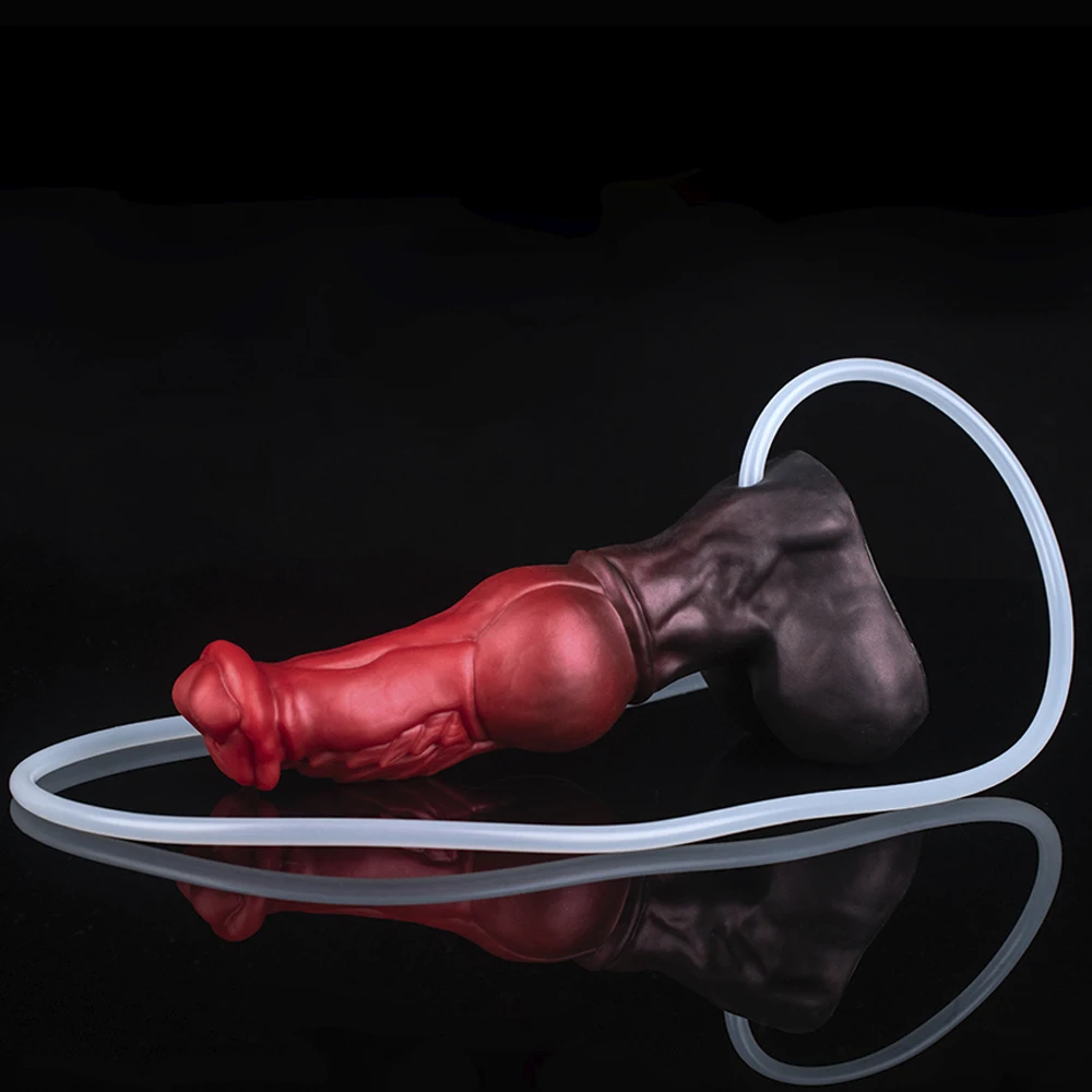 Nothosuar FAXI Large Dog Knot Ejacultion Dildo With Sucker Spray Liquid Function Red Silicone Squirting Penis Sex Toys For Women