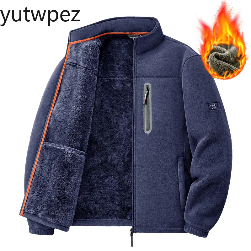 Chaqueta de escalada para hombre con doble bolsillo, cuello alto, resistente al viento, para esquí, abrigo de invierno cálido con forro polar.