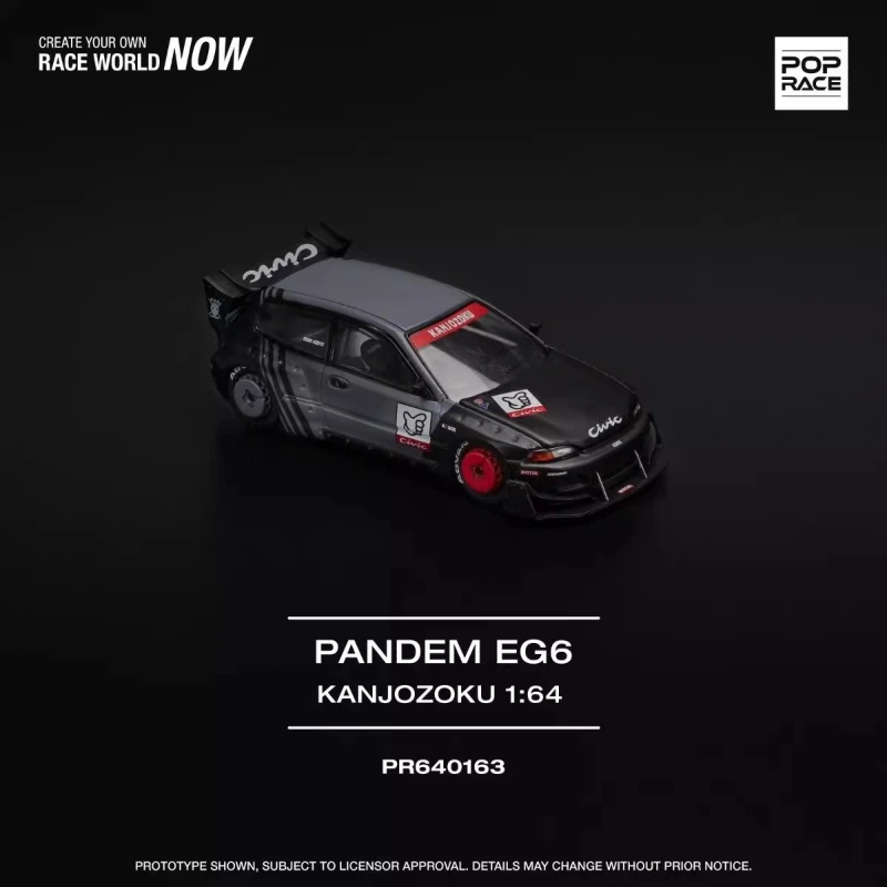 1-64、パンデム-シビック-eg6-ブラックグレー、合金ダイキャストミニチュアシミュレーションカー、コレクタブルトイモデル、お祭りギフト。