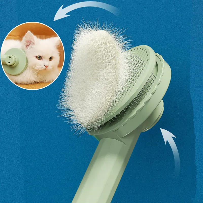 

Dog Combs One-button Pet Hair Remover Massage Cats Comb Stainless Steel Dog Brush Pet Grooming Brush Cleaning Tools Pet Products