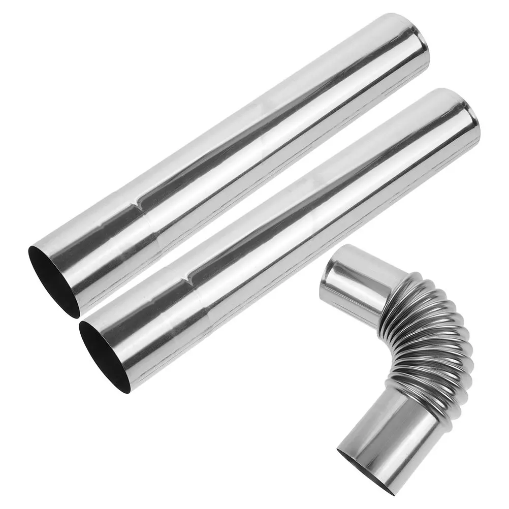 1Set Resistant Chimney Accessories For For Camping Winter Camp Stainless Steel Flue Vent Pipe Extension High Temperature