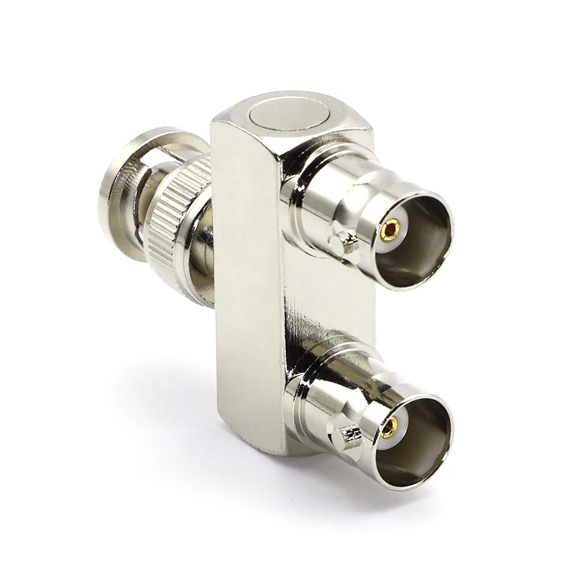 

1Pcs Q9 BNC Male To Double BNC Female Connector Tee Type 3Way BNC Splitter Adapter Type Y Coax RF Adapter Brass