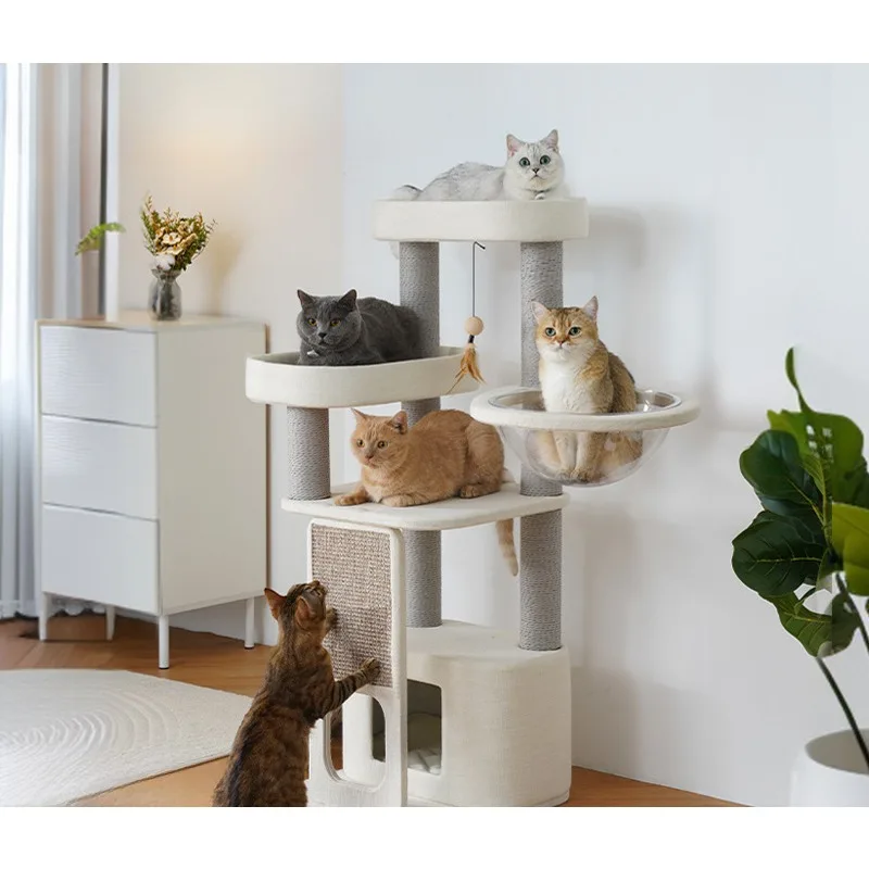 Mountain rock white cat climbing frame cat scratching board integrated space capsule against the wall household small apartment