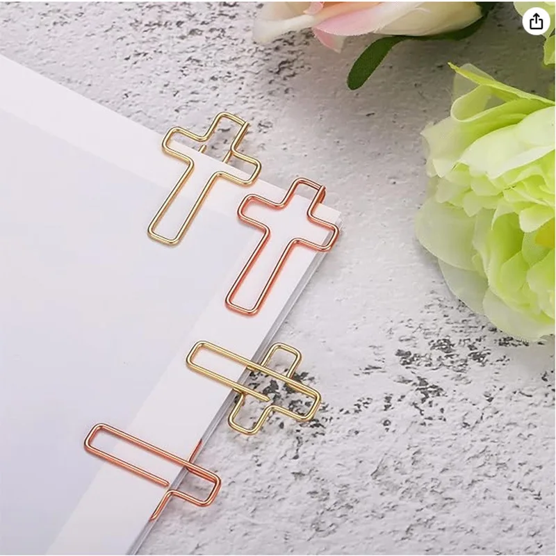 20/50PCS Gold Cross Bible Paper Clips - Versatile Bible Study Supplies, Also Great As Journaling Paper Clips and Bookmarks