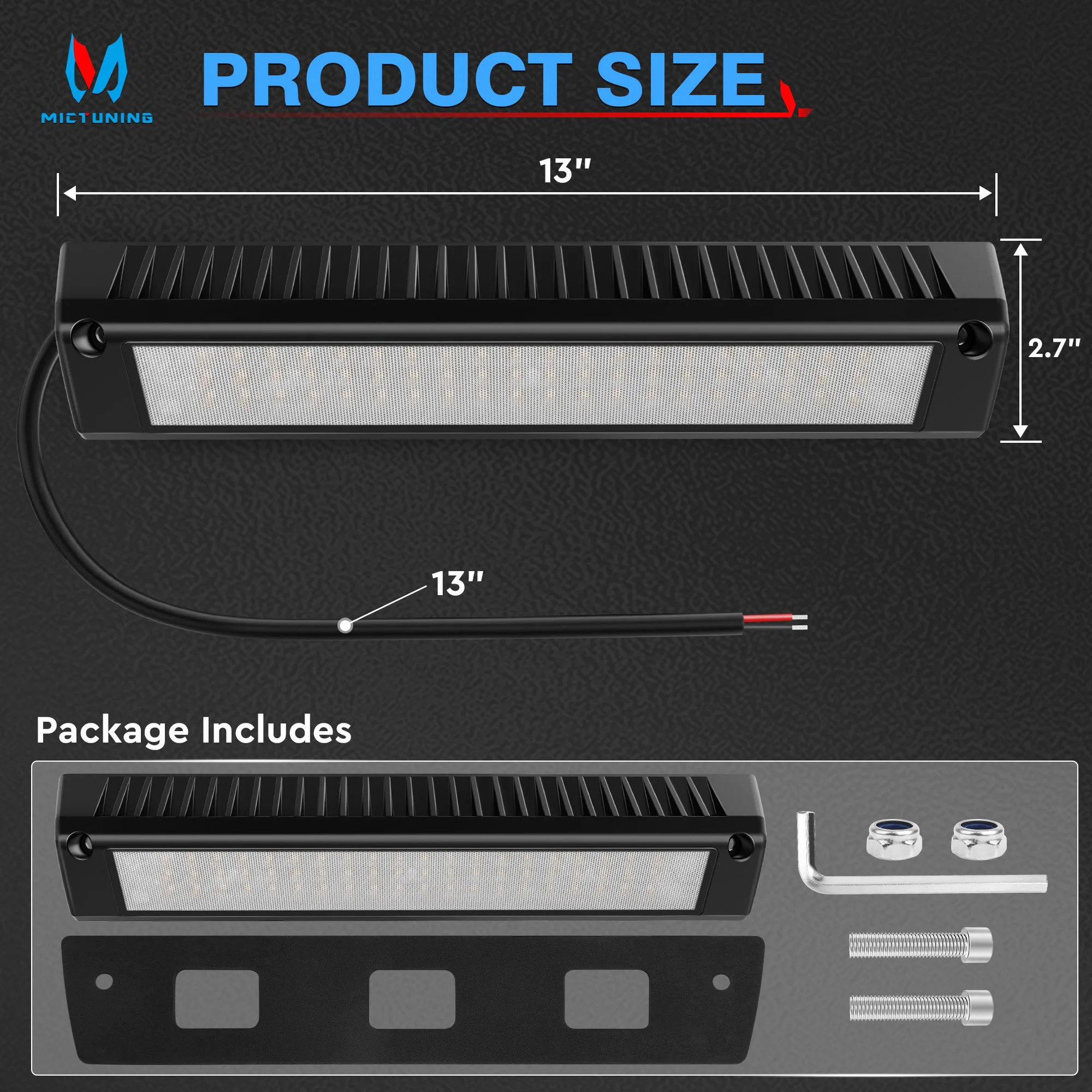 

13-Inch 90W LED Exterior Utility Awning Light Aluminum Housing Waterproof for Campers Trailers Bus Marine Boats RV Porch Light