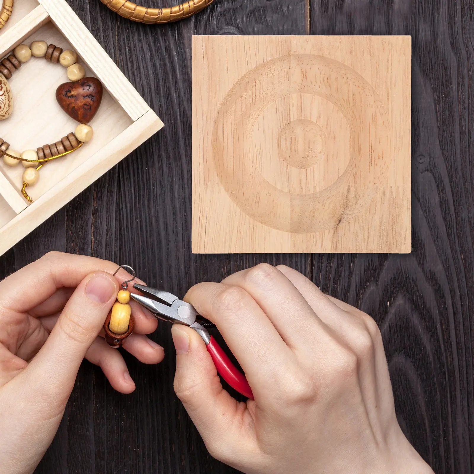 

Wooden Bracelet Display Plate for Jewelry Storage and Decoration Natural Wood Bangle Tray for Dresser Nightstand Living Room