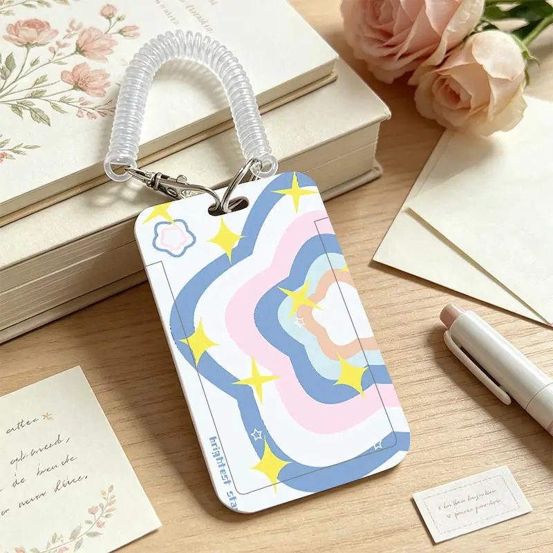 Fantasy Flowers Student Bus/Meal Card Protection Case Colorful Card Storage Photo Bag Kpop Photocard Holder Stretchable Spring C