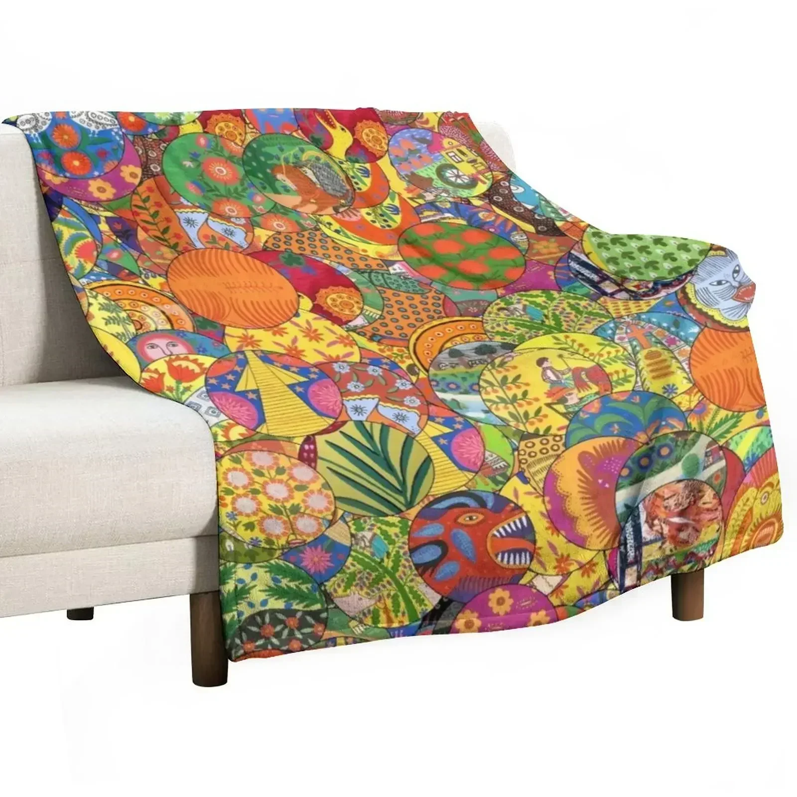 Another Pryimachenko Collage Throw Blanket Shaggy Hairy Sofas blankets and throws Winter beds Plaid Blankets