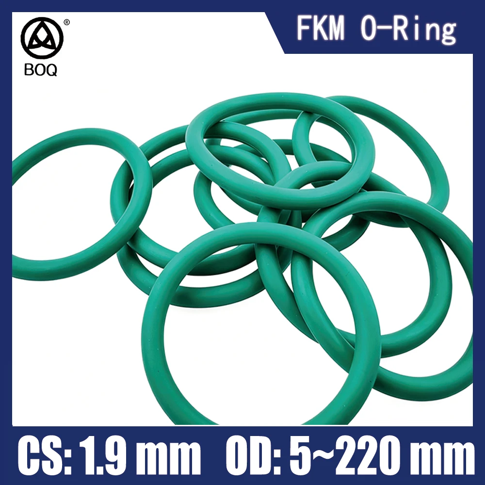 FKM Green Fluorine Rubber O-Ring OD5-220mm, CS1.9mm.Premium Sealing Gasket. Oil Resistant, Acid&Alkali Resistant&HT Resistant