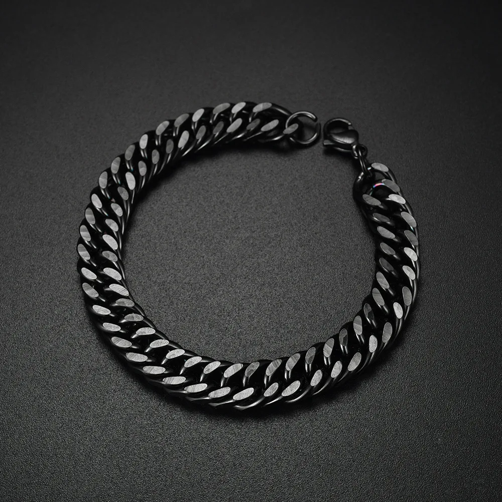 316L Stainless Steel Colorful Rainbow Cuban Weave Chain Bracelet Men Women Vintage Kpop Pulseras Aesthetic Emo Luxury Jewelry