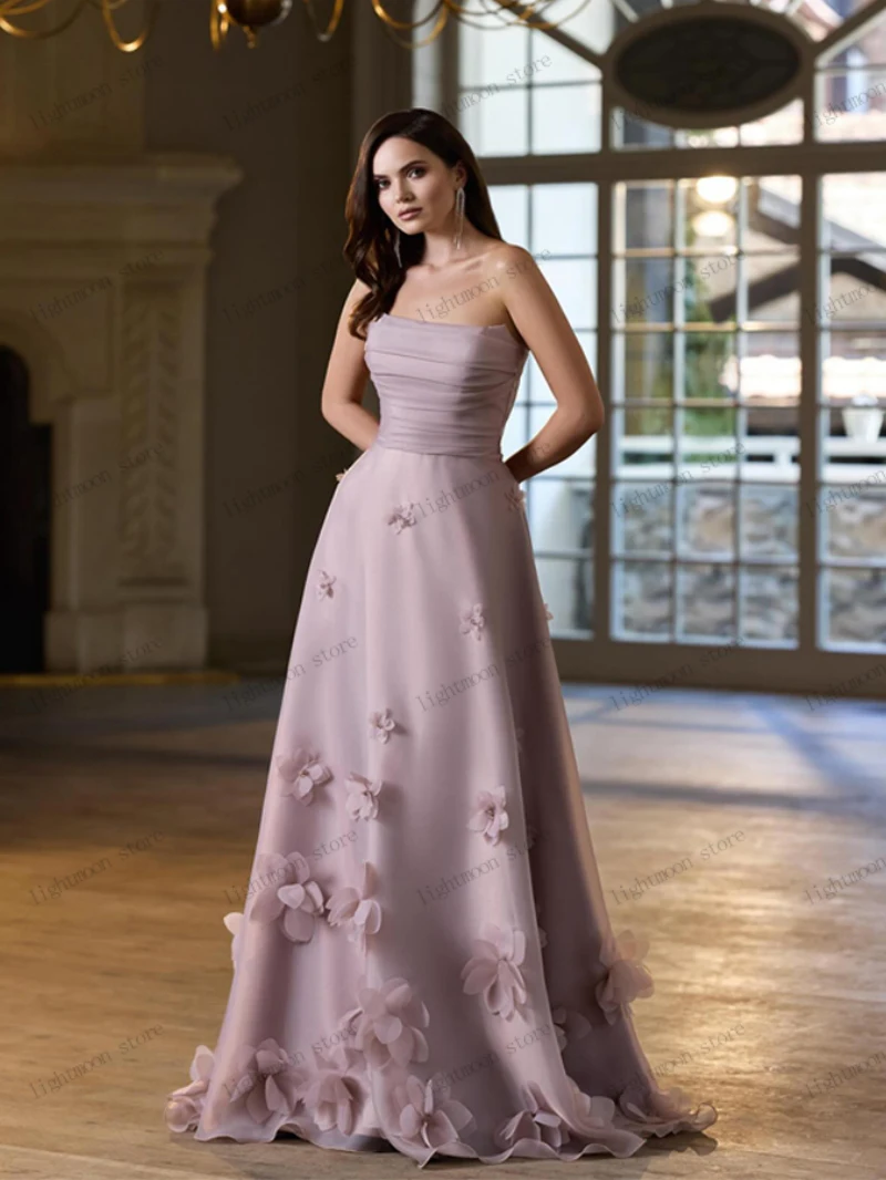 Graceful Prom Dress Modern Evening Dress 3D Appliques Sleeveless Backless Robes For Women Glamorous Vestidos De Gala Customized