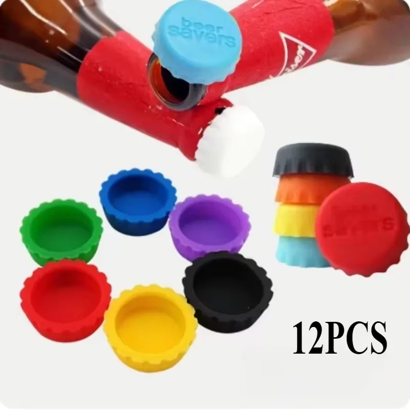 6/12/18/24/36pcs Reusable Silica Gel Bottle Cap Sealed Beer Cap Vinegar Soy Sauce Bottle Soda Cola Cap Wine Protective Stopper