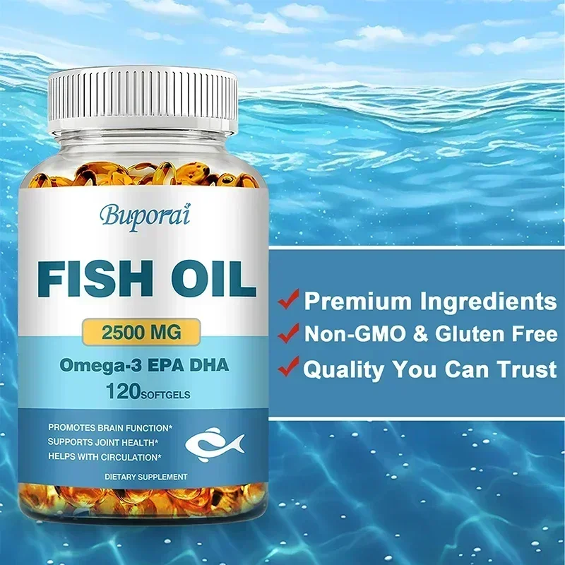 

Omega 3 Fish Oil - Antioxidant, Supports Brain, Skin and Joint Health, Improve Memory and Cognitive Function, Anti-inflammatory