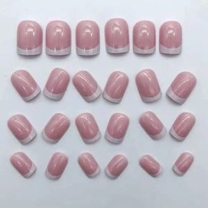 24 Stcs/Kurzquadratische falsche Nägel für Frauen Schöne Braut Weißes Herz Französisch Tipps Faux Ongles Y2K Press in falschen Nagelversorgung 10 Hauptverkäufe gefälschte Nägel - №6