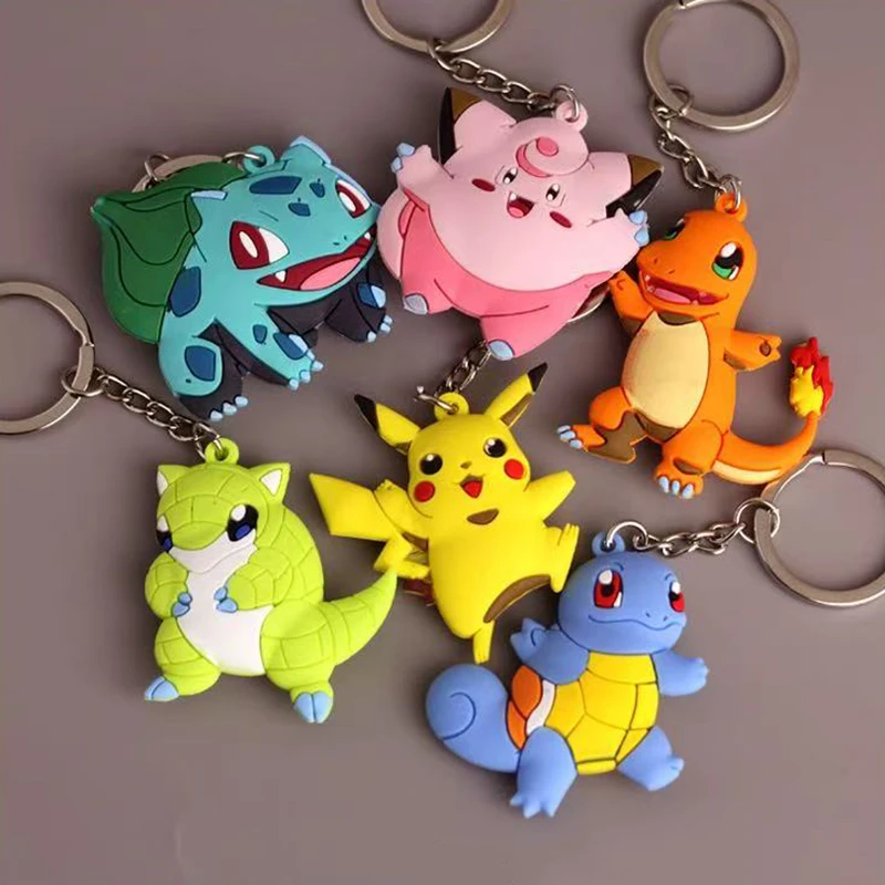

Pokemon Keychain Pikachu Anime Action Figure Toy Kawaii Cartoon Fashion Charmander Psyduck Doll Keyring Car Bag Pendant Kid Gift