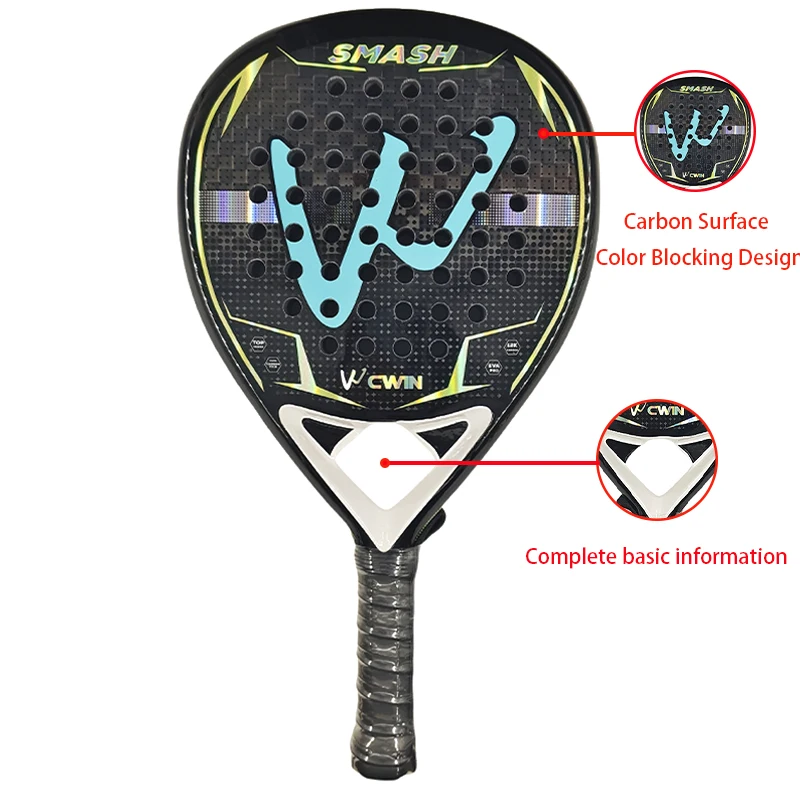 CWIN 12K Carbonfaser-Padel-Schläger 360g Blau Dicker Rahmen Paddel-Schläger mit Schutztasche für Training & Wettkampf – Detail 3