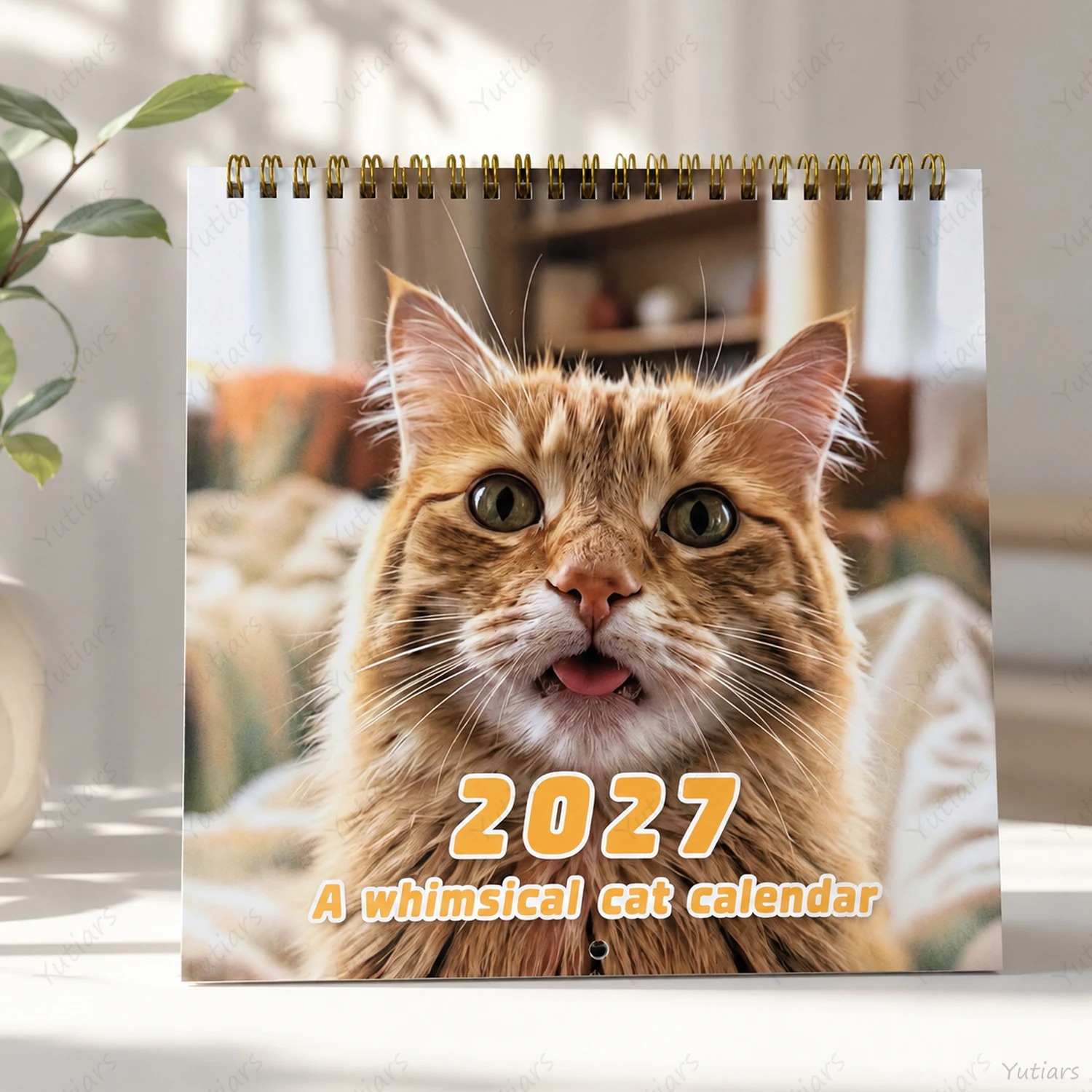2027 Cat Calendar Cute Wall Calendar for Cat Lovers Square Monthly Calendar 21x21cm Spiral Bound Home Decor Gift for Pet Fans