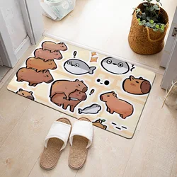 Cartoon Cute Capibala Floor Mat Household Short Pile Carpet Bathroom Non-slip Mat Capybara Animal Bedroom Mat