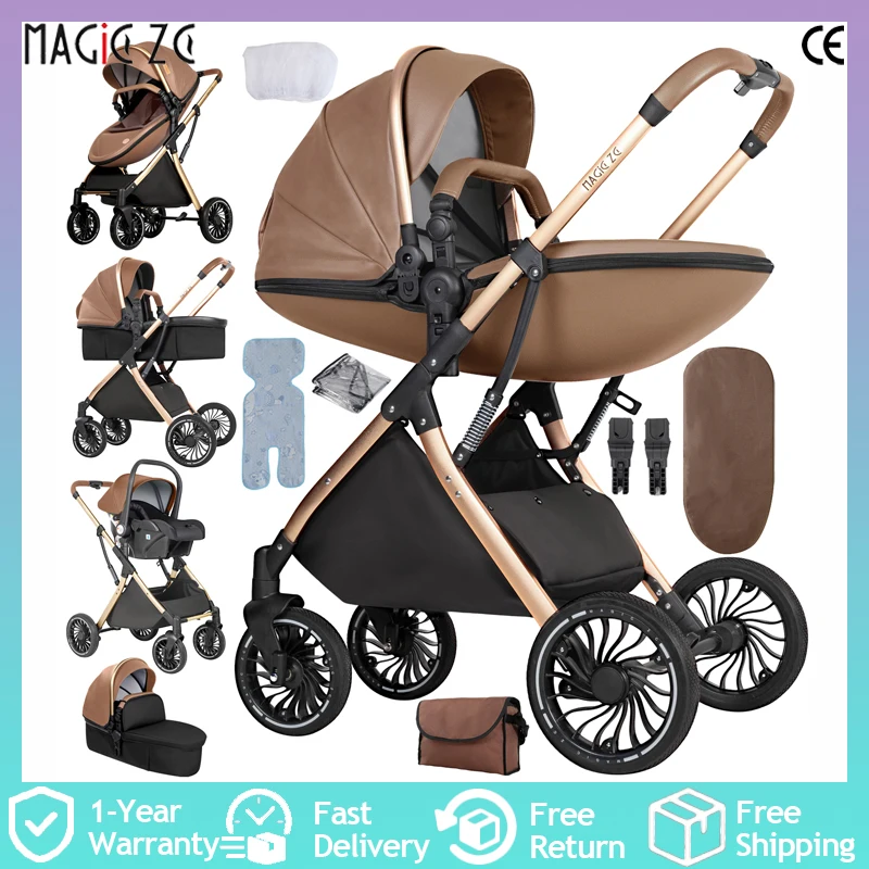 3-in-1 Eierförmiger Kinderwagen mit Kokonsitz, leichtem, klappbarem Rahmen, umkehrbarem Design, stoßdämpfenden Rädern, großem Ablagekorb und UV-Schutzdach für Neugeborene und Kleinkinder.