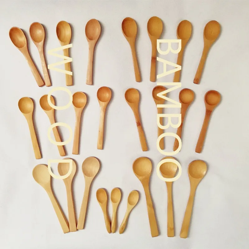 100pcs 9cm 13cm 15cm Bamboo Wooden Spoons Honey Spoon Baby Spoon