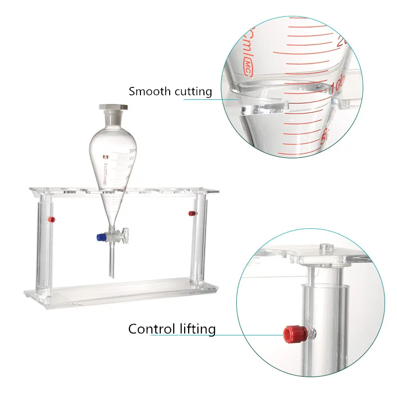 Pear Shaped Separating Funnel Rack with Four Holes 125 / 250 / 500 / 1000ml Detachable Lifting Plexiglass