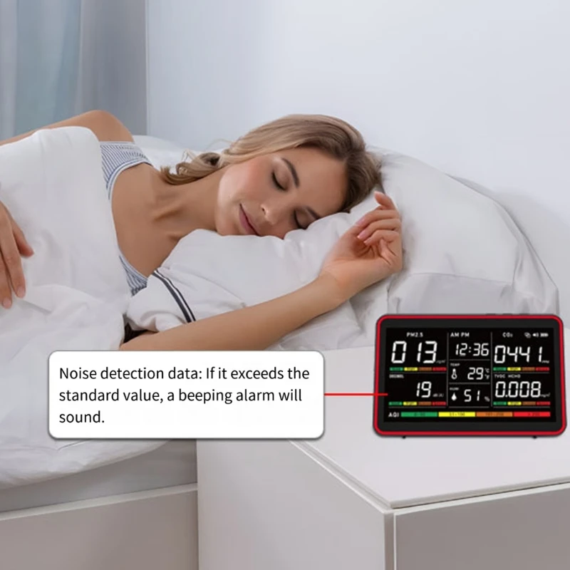 Environmental Quality Reader with Color Condition Display, Quick Calibration and 24-Hour Clock for Bedrooms, high quality