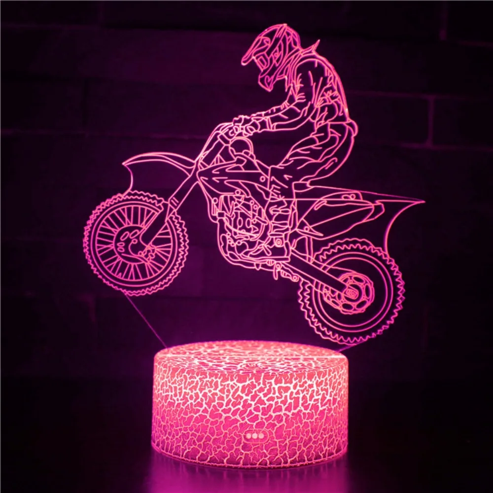 3D иллюзионная лампа, мотоциклетная светодиодная лампа, ночник, 7 цветов, USB, настольные лампы, украшение для спальни, настольная лампа для детей, подарки на день рождения