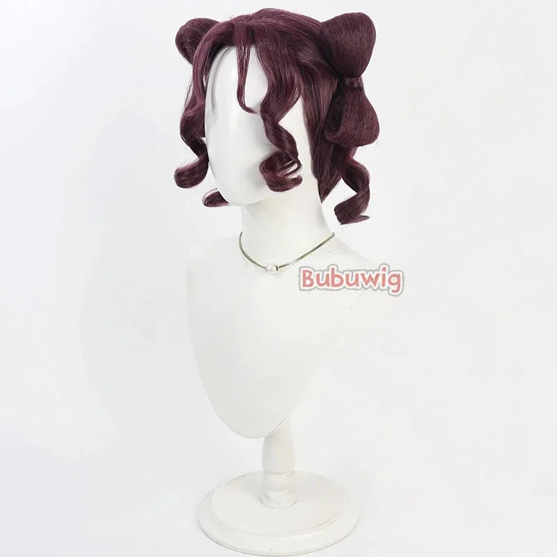 CyBubuwig Rambut Sintetis Wig Cosplay Shisui The Apothecary Diaries Shisui 30Cm Wig Ekor Kuda Merah Ungu Bergelombang Pendek Tahan Panas