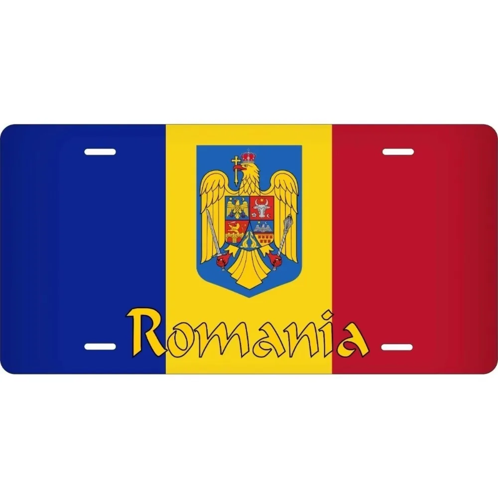 CIFbuy 1PC 2D Flat Decorative Tag Custom Romania Flag Pattern, Dustproof Waterproof Personalized Home Wall Hanging Decor
