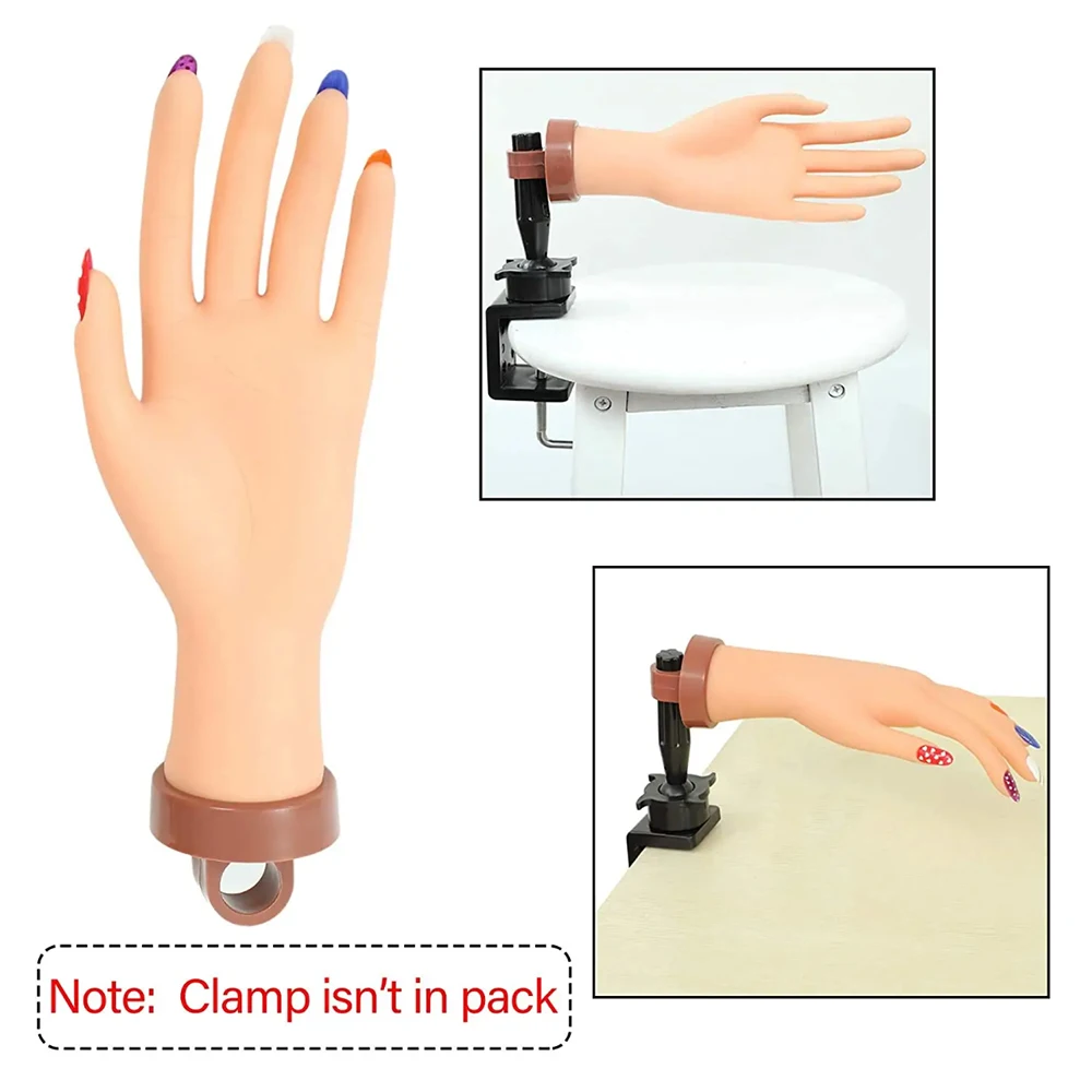 柔軟なシリコンネイル練習用ハンド、ネイルアートトレーニングディスプレイとマニキュアツール用フェイクネイル