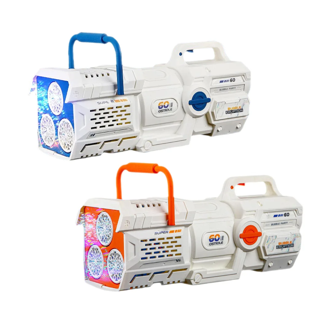Elektryczny pistolet do bąbelków z 60 otworami, automatyczna maszyna do bąbelków, dmuchacz do mydła, zabawki do dmuchania, gra na imprezę, zabawa na zewnątrz, prezent dla dzieci, chłopców.