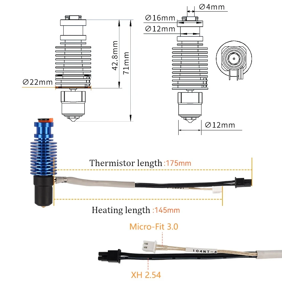 Volcano Hotend Kit 24V 50W 60W E3D V6 For Voron 2.4 3D Printer Ceramic Heating Core Print Head For Voron Prusa MK3S Ender 3 CR10